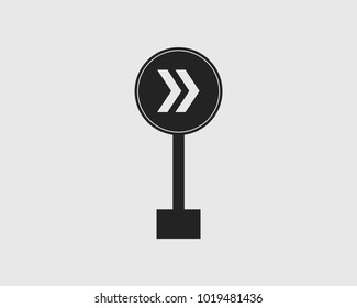 Zebra crossing in Right Rounded street sign icon