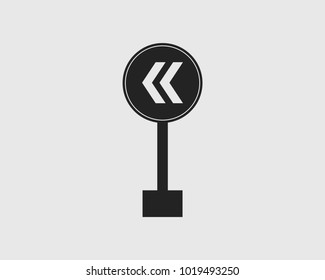 Zebra crossing in Right Rounded street sign icon