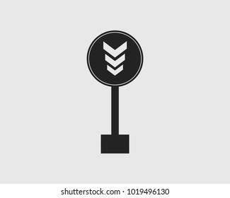 Zebra crossing Rounded street sign icon on gray background