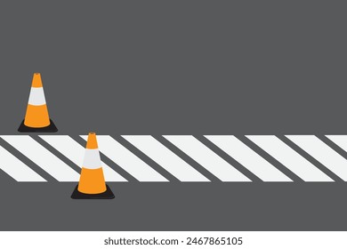 Zebra Crossing with traffic Cone