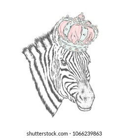 A zebra in the crown. Vector illustration.