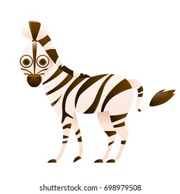 Zebra cute cartoon character isolated on white background. Vector illustration

