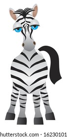 Zebra Cute Cartoon Drawing Isolated on White Background Vector Illustration