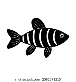 Zebra Danio Silhouette Vector Art and Black Zebra Danio Fish Design