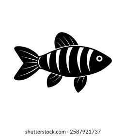 Zebra Danio Silhouette Vector Art and Black Zebra Danio Fish Design