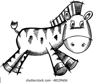 Ilustración de vectores de esbozo de Doodle de cebra