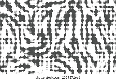 Textura elegante de punto de cebra. Piel de raya digital, patrón de semitono, animal print. Fondo sin fisuras blanco y negro. Vector