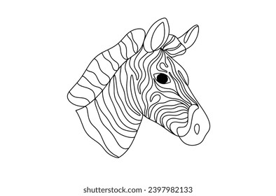 Zebra drawn with line. International Zebra Day. Vector illustration. Images produced without the use of any form of AI software at any stage. 