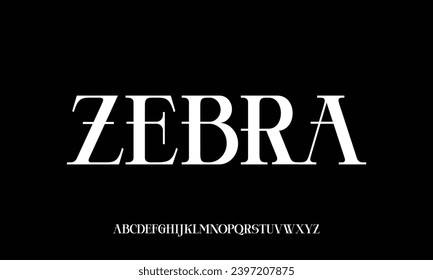 ZEBRA Elegant Font Uppercase Lowercase and Number. Classic Lettering Minimal Fashion Designs. Typography modern serif fonts regular decorative vintage concept. vector illustration