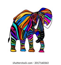 Zebra elephant. color illustration of an elephant.