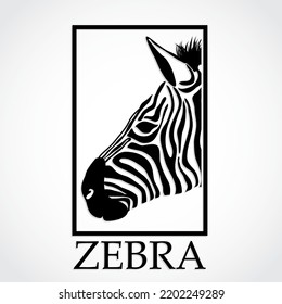 Zebra Face Black White Rectangle Logo Design