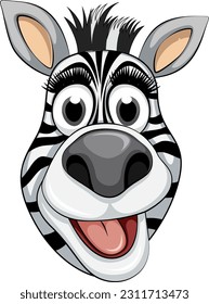 Zebra Face In Cartoon Style illustration
