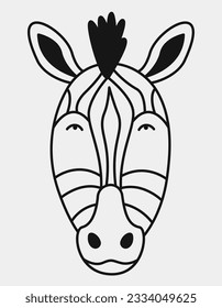 Cara de cebra al estilo doodle. Un animal africano lindo.