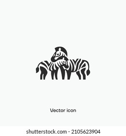 Zebra family vector icon logo. Premium quality.