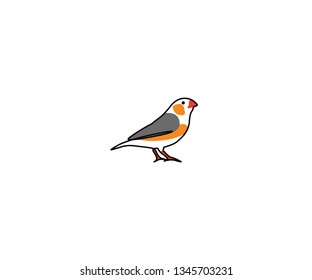 zebra finch bird logo vector icon line art outline monoline color fill