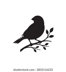 Zebra finch silhouette vector flat illustration design