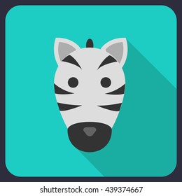 zebra flat icon with long shadow