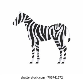 Zebra in flat style on white background