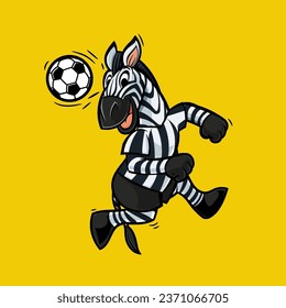 Zebra football mascot plays in header action