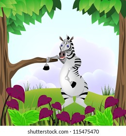 zebra in forest vector illustration