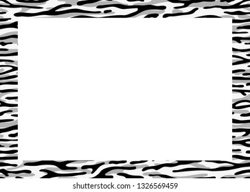 Zebra frame a black space for a text, logo, or card designs. View from above. Vector illustration. 