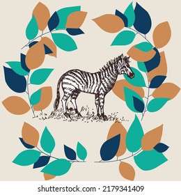 Zebra frame card, wild life endangered species awareness banner