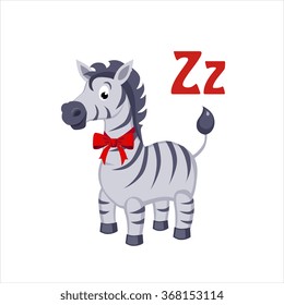 Zebra. Funny Alphabet, Colourful Animal Vector Illustration