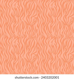 Zebra Fell nahtlose Muster mit Farbe des Jahres 2024 Peach. Textur der gestreiften Tierhaut. Mode und luxuriöses Textildesign. Ideal für Druck, Stoff, Deckel, Hintergrund, Banner, Wickelpapier
