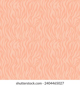 Zebra fur seamless pattern with color of the year 2024 Peach. Texture of striped animal skin. Fashion and luxury textile design. Ideal for print, fabric, cover, backdrop, banner, wrapping paper