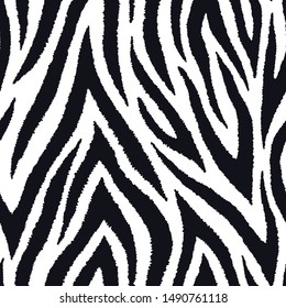 Zebra Fell nahtloses Muster. Exotische wilde animalische Textur, Druck. Vektorhintergrund. 