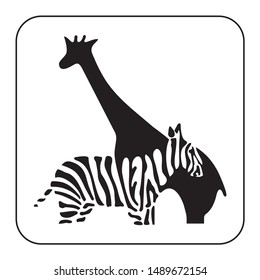 zebra and giraffe icon vector on white background, zebra trendy filled icons from Africa collection, giraffe simple element illustration