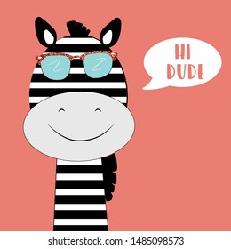 zebra glitter glasses cloud text line animal tee illustration art vector
