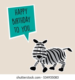 zebra happy birthday greeting vector