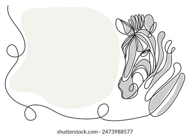 Zebra head Abstract Doodle Sketch One Line Drawn Editable Vector Illustration. Monoline Outline Mascot Zebra Animal Portrait Line Silhouette Design. Wild Stripe Zebra Symbol Line Art Decoration.