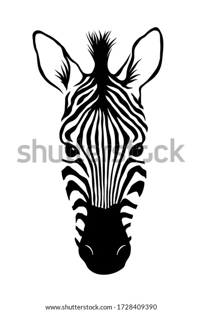 白い背景に動物の顔にゼブラの頭 ベクターイラスト ロゴのグラフィックデザイン 野生動物 動物園 のベクター画像素材 ロイヤリティフリー