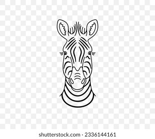 Zebra head, animals and african savannah, linear graphic design. Nature, wildlife, safari, zoo, wilderness and fauna, vector design and illustration