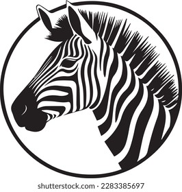 Zebra head, black and white isolated on white background, mascot, design element for business, shirt, t shirt, logo, label, emblem, tatoo, sign, poster, Vintage, emblems, Vector illustration