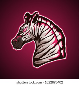 zebra head e-sport logo with pink lighting