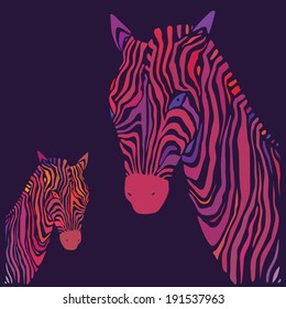 Zebra head. Hand drawn. Ethnic Vector illustration.