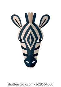 Zebra head icon isolated on white background vector illustration. Wild animal pictogram, zoo emblem in flat design