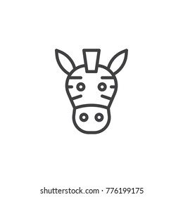 Zebra head line icon, outline vector sign, linear style pictogram isolated on white. Symbol, logo illustration. Editable stroke