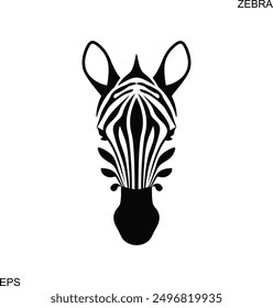 Zebra-Kopf-Logo. Einziger Zebrakopf auf weißem Hintergrund