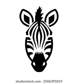 Zebra Head logo or modern line icon. Vector line art and icon design with bold outline. Black and white Pixel Perfect minimalistic symbol isolate white background. Creative logotype
