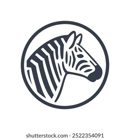 Zebra head logo. Simple zebra head icon in circle. Great for a brand or logo.