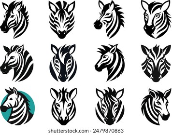 Zebra head logo vector illustration icons