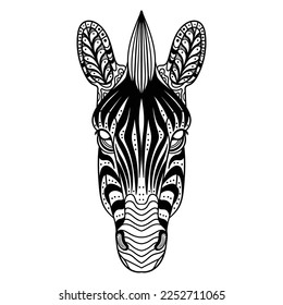 Zebra head mandala zentangle coloring page illustration for your company or brand