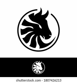 Zebra head on circle vector logo template