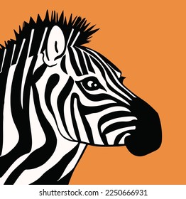 Zebra head profile face illustration vector