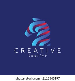 Zebra Head Ribbon Logo Design With Modern Gradient Color