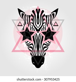 Zebra head. Tribal pattern. Abstract style. Vector illustration.